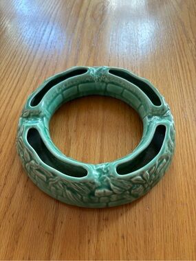 Vintage Posy Ring Vase Art Deco Green Ceramic England SylvaC